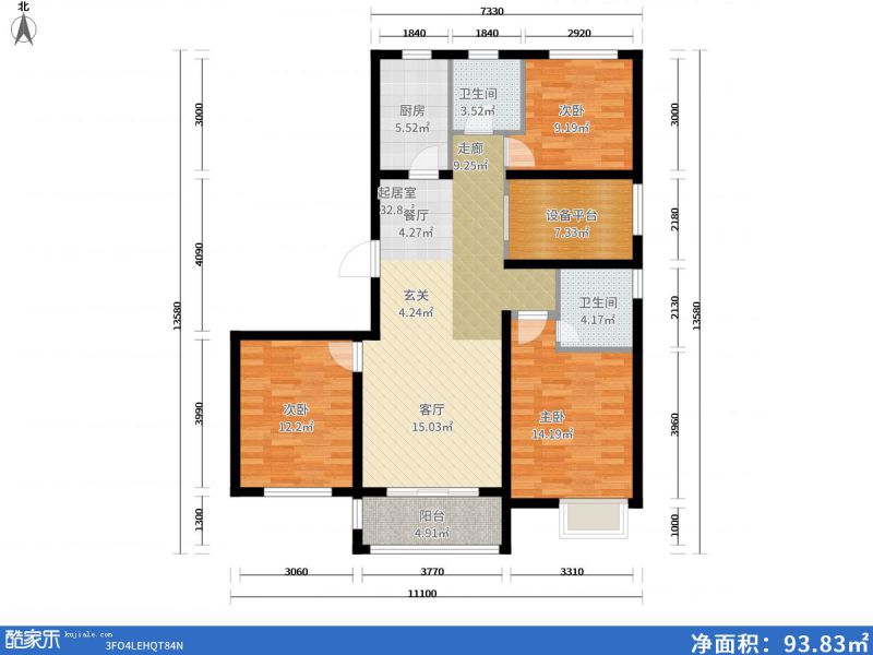 包頭裝修方案包頭濱江國際115㎡